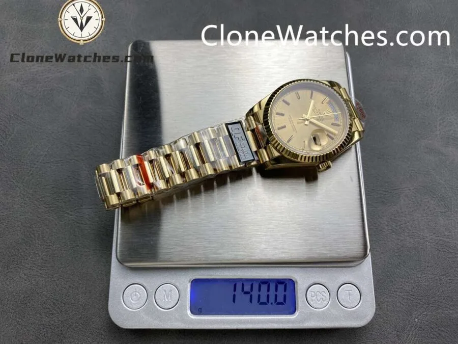 Rolex Super Clone Watches 1:1 Day Date 18K Gold Champagne Dial 36mm m128238-0045 3255 Movement - Image 9