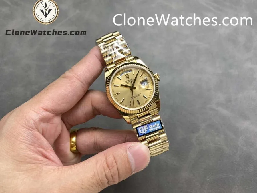 Rolex Super Clone Watches 1:1 Day Date 18K Gold Champagne Dial 36mm m128238-0045 3255 Movement - Image 4