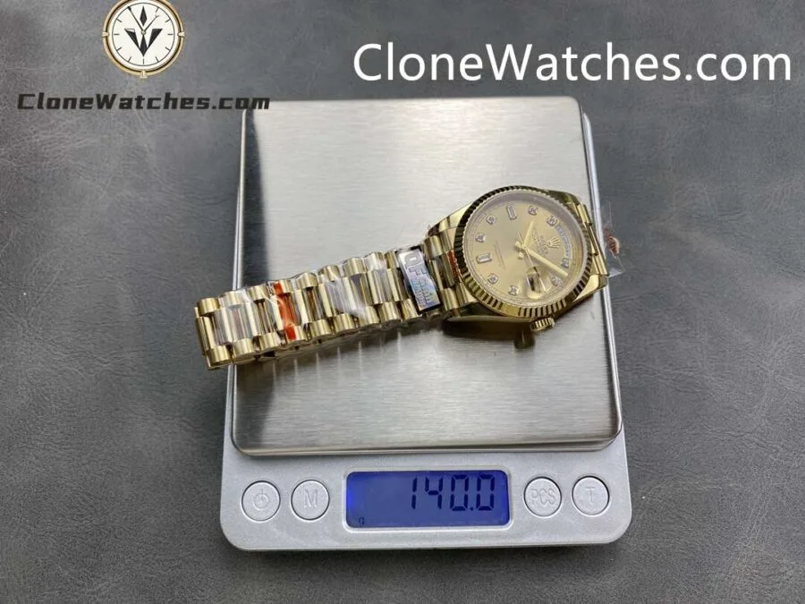 Rolex Super Clone Watches 1:1 Day Date 18K Gold Champagne Dial 36mm m128238-0008 3255 Movement - Image 9