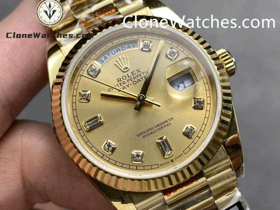 Rolex Super Clone Watches 1:1 Day Date 18K Gold Champagne Dial 36mm m128238-0008 3255 Movement - Image 3