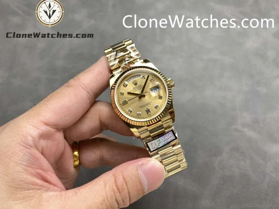 Rolex Super Clone Watches 1:1 Day Date 18K Gold Champagne Dial 36mm m128238-0008 3255 Movement - Image 4