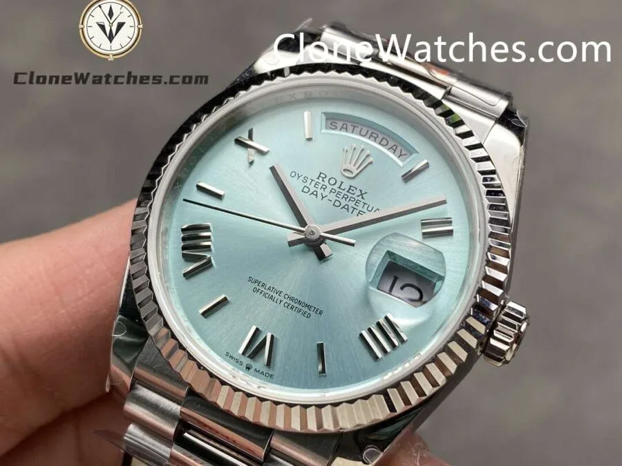 Rolex Super Clone Watches 1:1 Day Date Ice Blue Dial 36mm m128236-0018 3255 Movement - Image 2