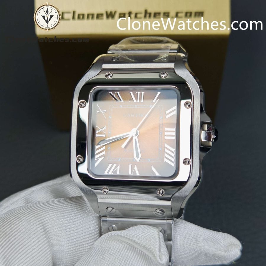 Cartier Super Clone Watches 1:1 Santos Series Gradient Brown Dial 35.1MM WSSA0065 - Image 5