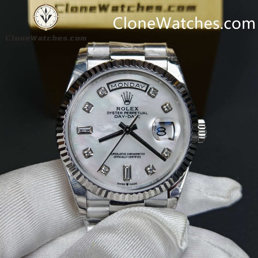 Rolex Super Clone Watches 1:1 Day Date Mother of Pearl Diamond Dial 36 mm m128239 - 0007 3255 Movement - Image 3