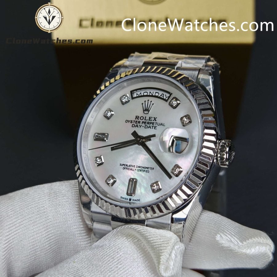 Rolex Super Clone Watches 1:1 Day Date Mother of Pearl Diamond Dial 36 mm m128239 - 0007 3255 Movement - Image 4