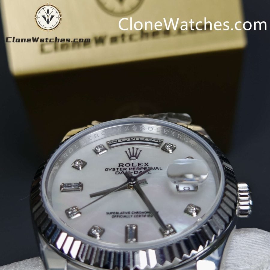 Rolex Super Clone Watches 1:1 Day Date Mother of Pearl Diamond Dial 36 mm m128239 - 0007 3255 Movement - Image 8