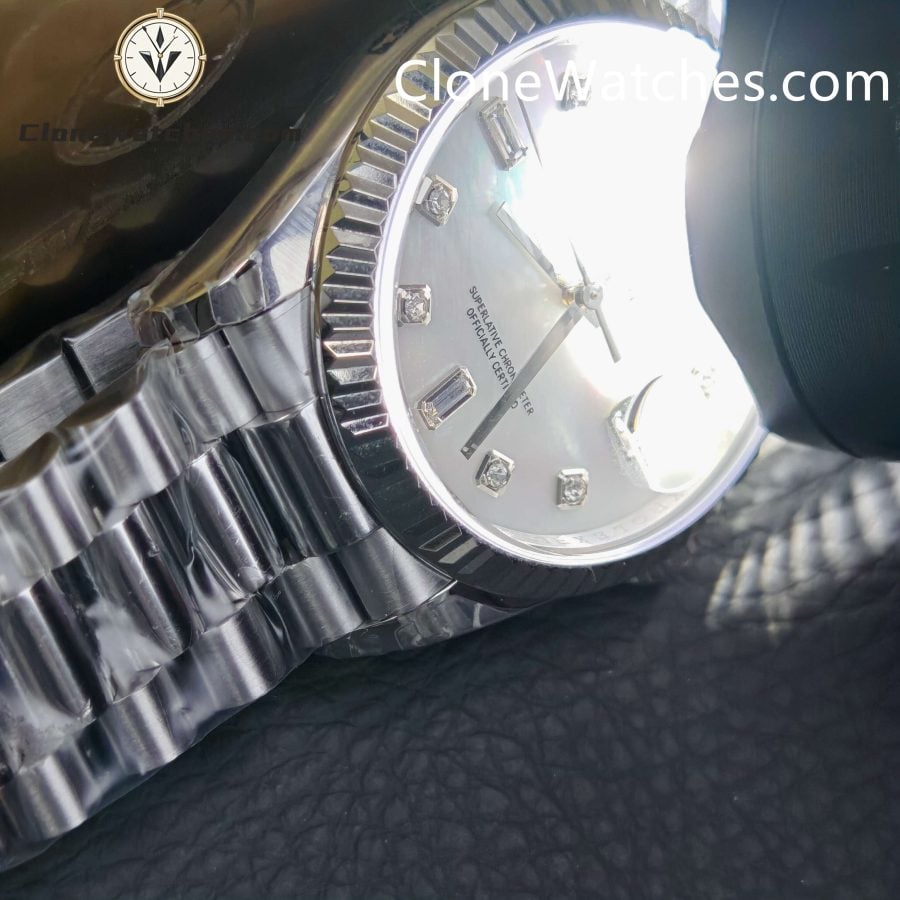 Rolex Super Clone Watches 1:1 Day Date Mother of Pearl Diamond Dial 36 mm m128239 - 0007 3255 Movement - Image 9