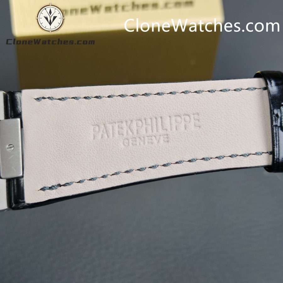 Patek Philippe Super Clone Watches 1:1 Nautilus 5712 Gray Dial Black Leather Strap - Image 12