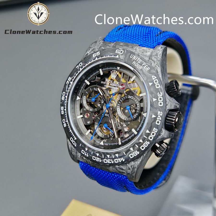 Modified Super Clone Watches 1:1 GET Rolex Daytona Skeleton Dial 4130 Movement Blue Strap - Image 3