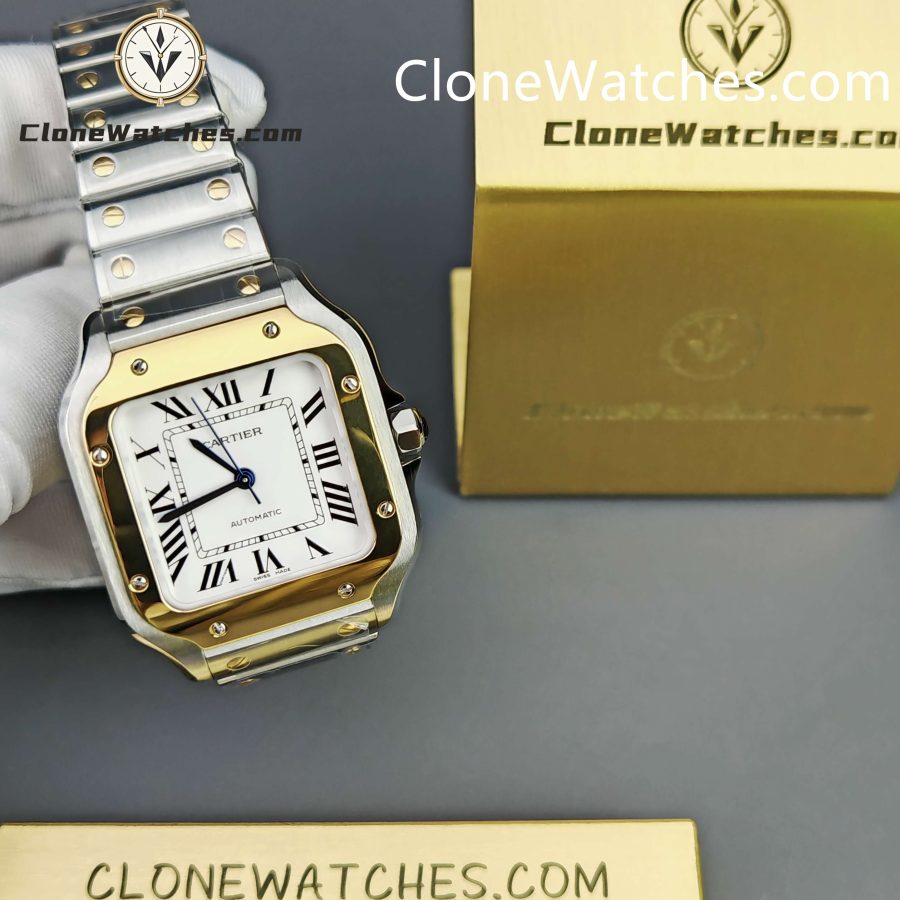 Cartier Super Clone Watches 1:1 Santos Series White Dial 18K gold plated 35.1MM W2SA0016 - Image 4