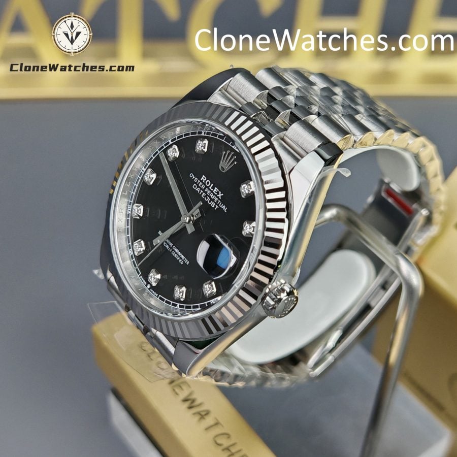 Rolex Super Clone Watches 1:1 DateJust Black Diamond Dial Jubilee 41MM M126334 - 0012 3235 Movement - Image 2