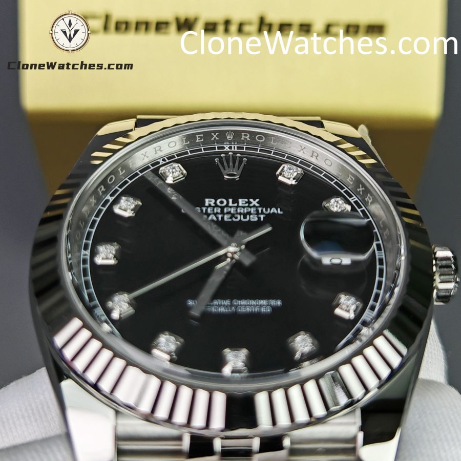 Rolex Super Clone Watches 1:1 DateJust Black Diamond Dial Jubilee 41MM M126334 - 0012 3235 Movement - Image 13