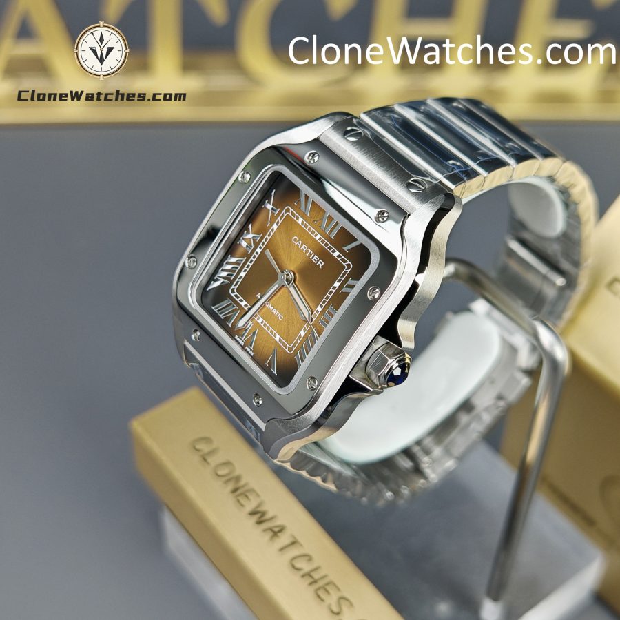 Cartier Super Clone Watches 1:1 Santos Series Gradient Brown Dial 35.1MM WSSA0065 - Image 3