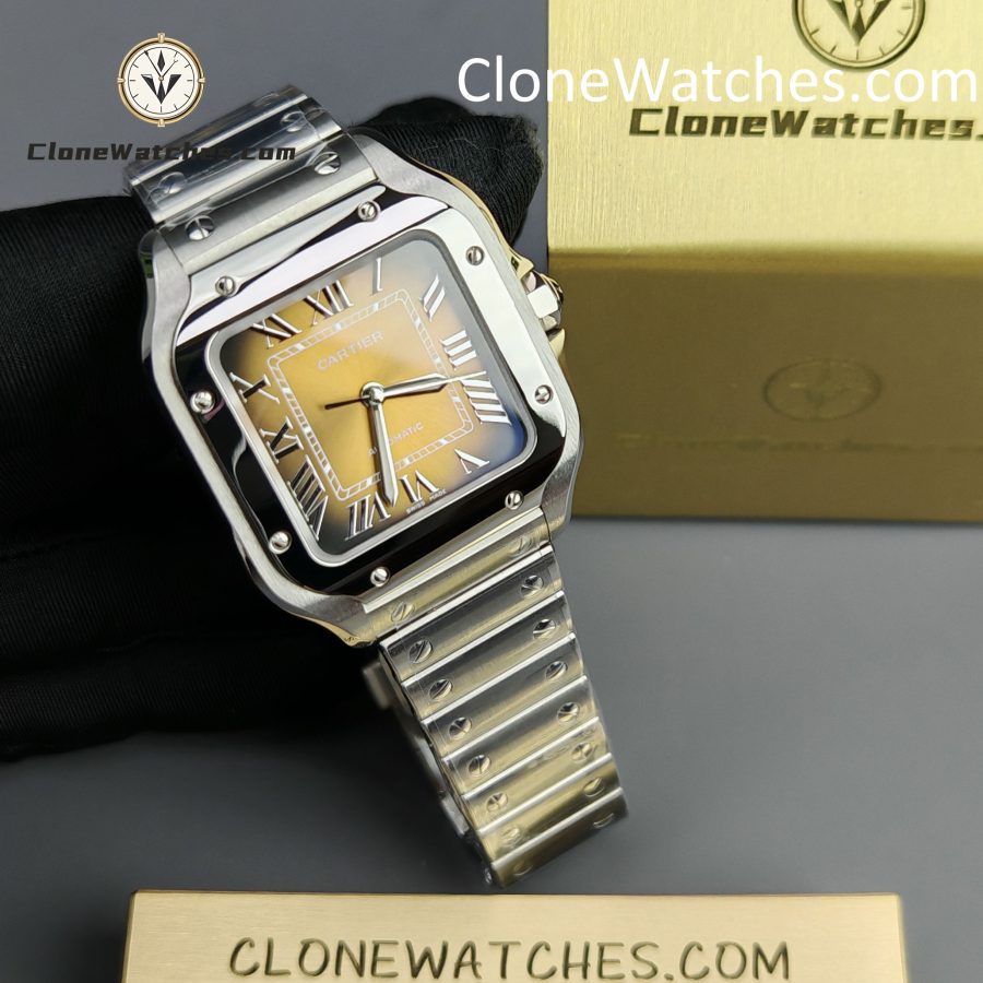 Cartier Super Clone Watches 1:1 Santos Series Gradient Brown Dial 35.1MM WSSA0065 - Image 4