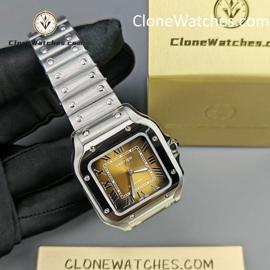 Cartier Super Clone Watches 1:1 Santos Series Gradient Brown Dial 35.1MM WSSA0065 - Image 5