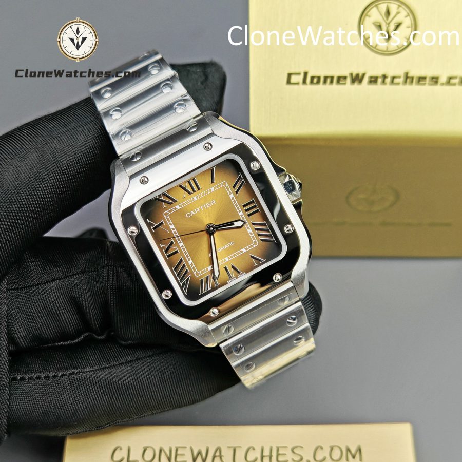 Cartier Super Clone Watches 1:1 Santos Series Gradient Brown Dial 35.1MM WSSA0065 - Image 6