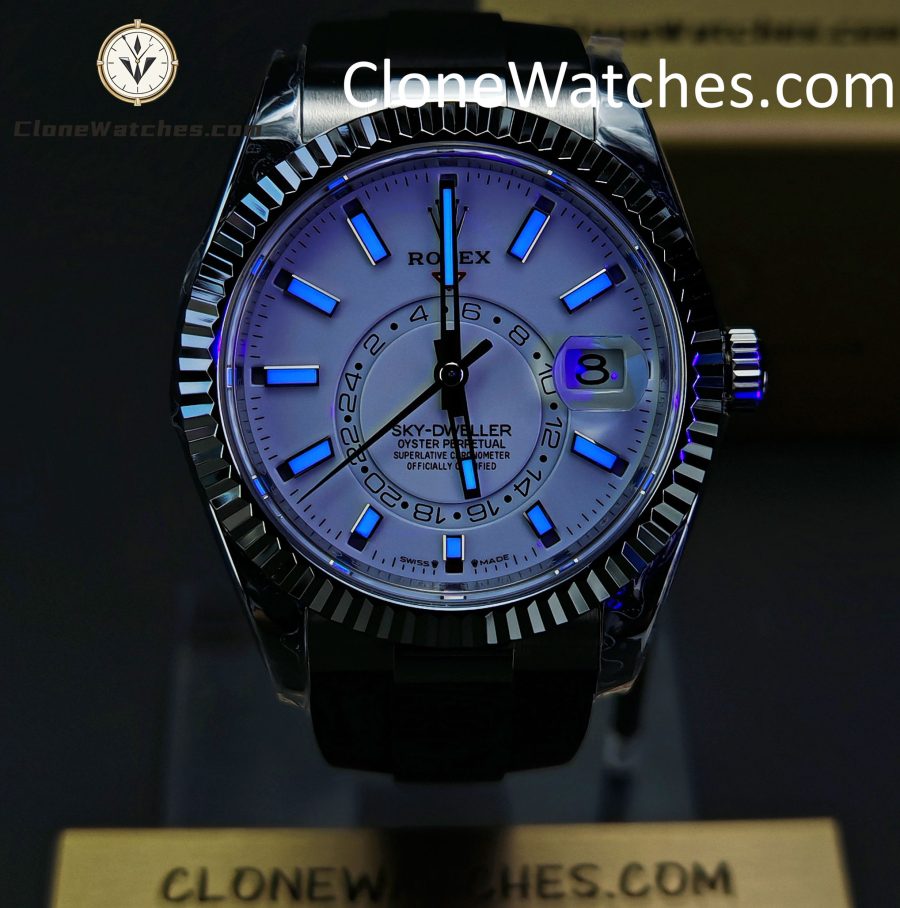 Rolex Super Clone Watch 1:1 Sky Dweller White Dial m336239-0003 42MM Rubber Strap - Image 2