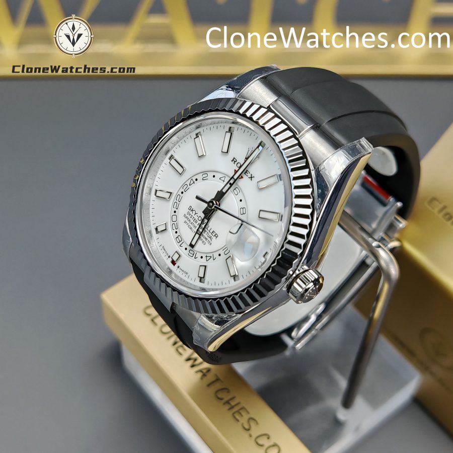 Rolex Super Clone Watch 1:1 Sky Dweller White Dial m336239-0003 42MM Rubber Strap - Image 3