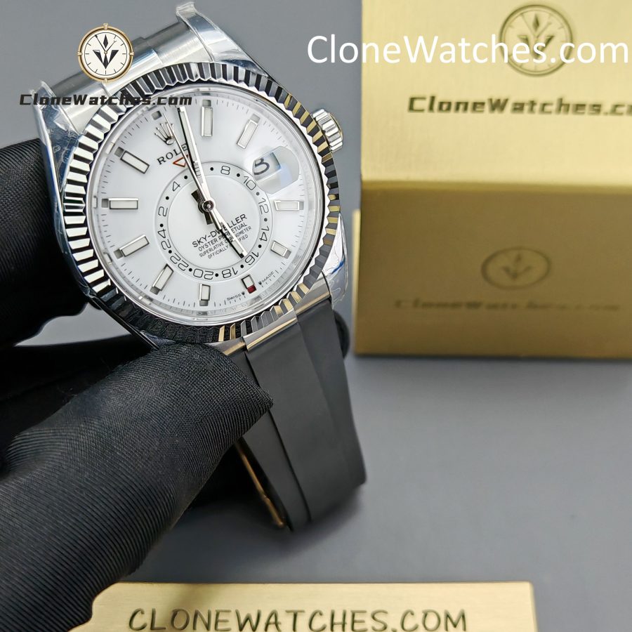 Rolex Super Clone Watch 1:1 Sky Dweller White Dial m336239-0003 42MM Rubber Strap - Image 4