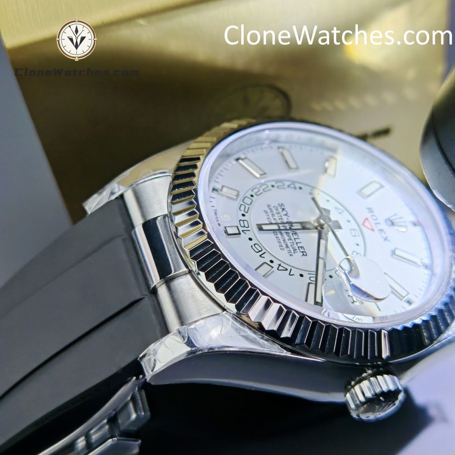 Rolex Super Clone Watch 1:1 Sky Dweller White Dial m336239-0003 42MM Rubber Strap - Image 13