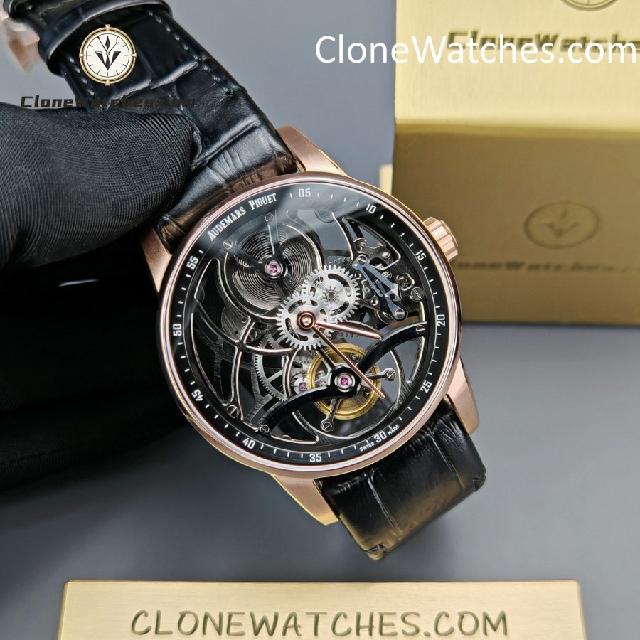 Audemars Piguet Super Clone Watches 1:1 Code 11.59 Tourbillon Rose Gold Black Openworked 26600OR 41mm - Image 4