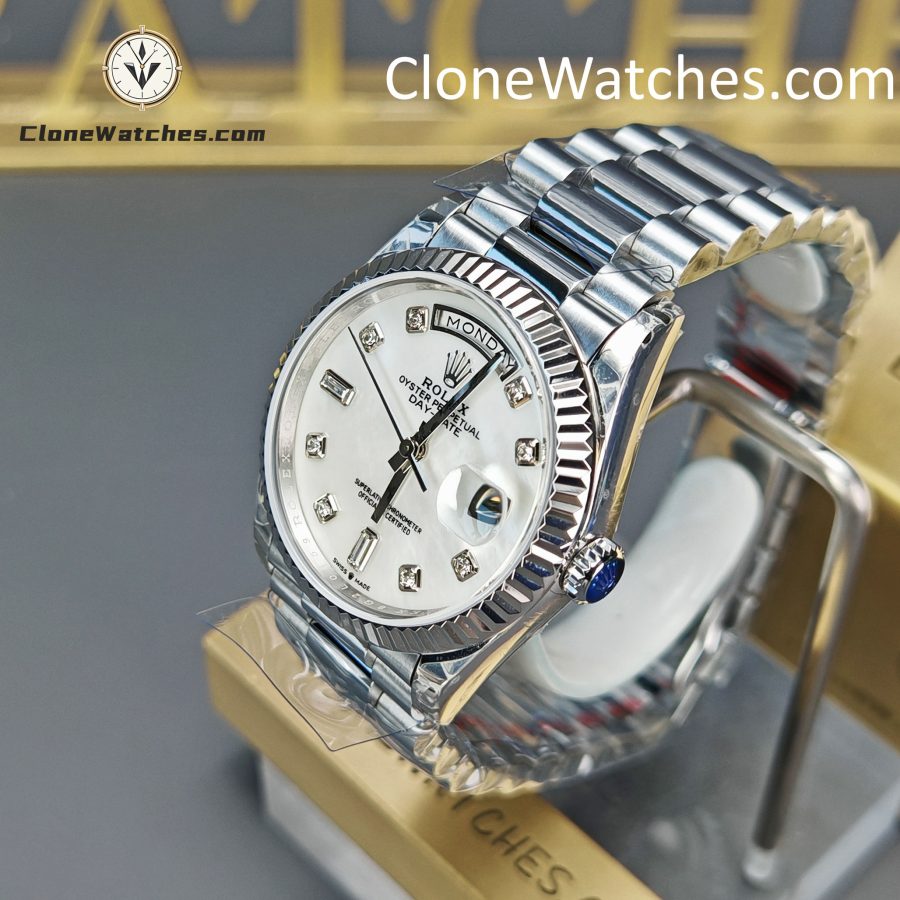 Rolex Super Clone Watches 1:1 Day Date Mother of Pearl Diamond Dial 36 mm m128239 - 0007 3255 Movement - Image 2
