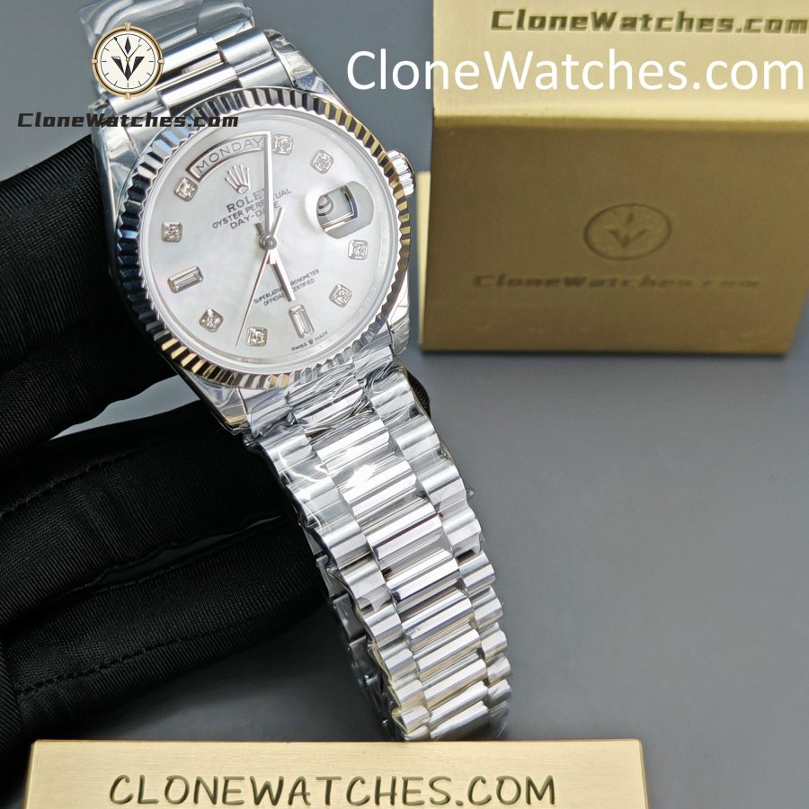 Rolex Super Clone Watches 1:1 Day Date Mother of Pearl Diamond Dial 36 mm m128239 - 0007 3255 Movement - Image 3