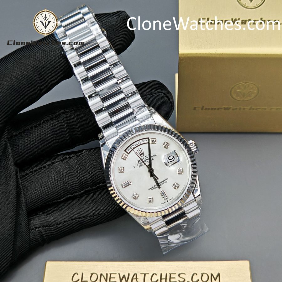 Rolex Super Clone Watches 1:1 Day Date Mother of Pearl Diamond Dial 36 mm m128239 - 0007 3255 Movement - Image 4