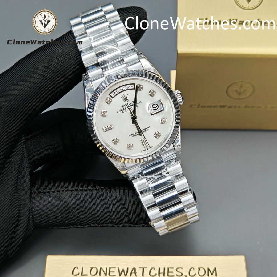 Rolex Super Clone Watches 1:1 Day Date Mother of Pearl Diamond Dial 36 mm m128239 - 0007 3255 Movement - Image 5