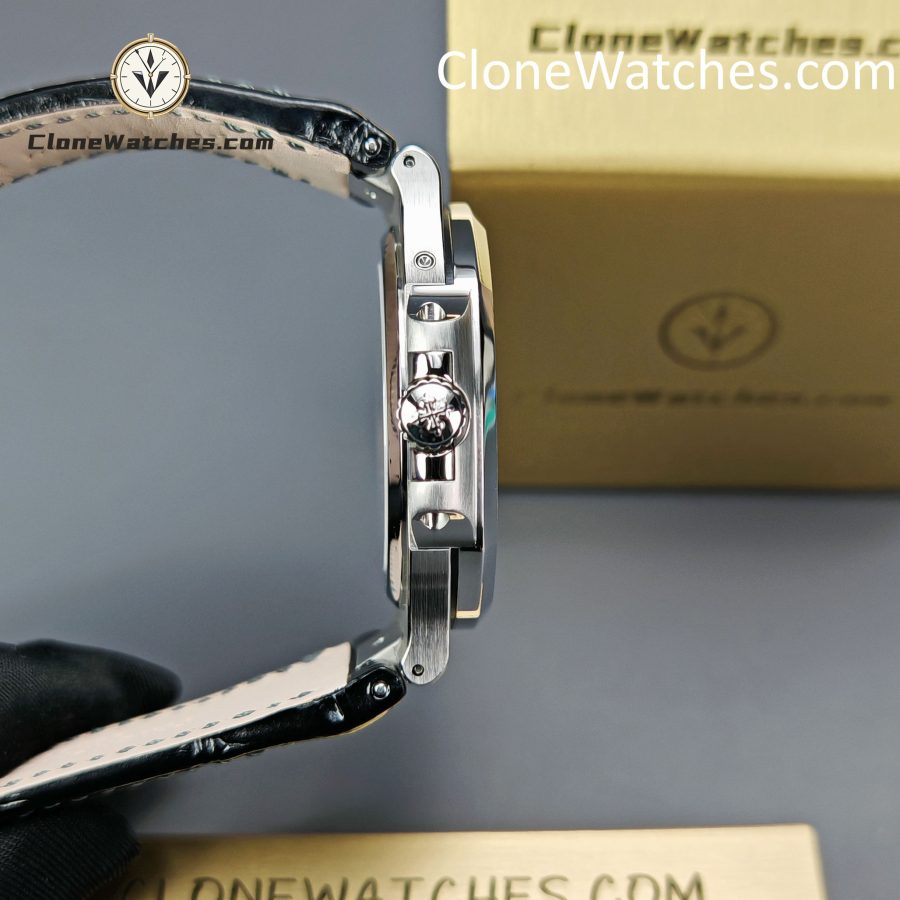 Patek Philippe Super Clone Watches 1:1 Nautilus 5712 Gray Dial Black Leather Strap - Image 7