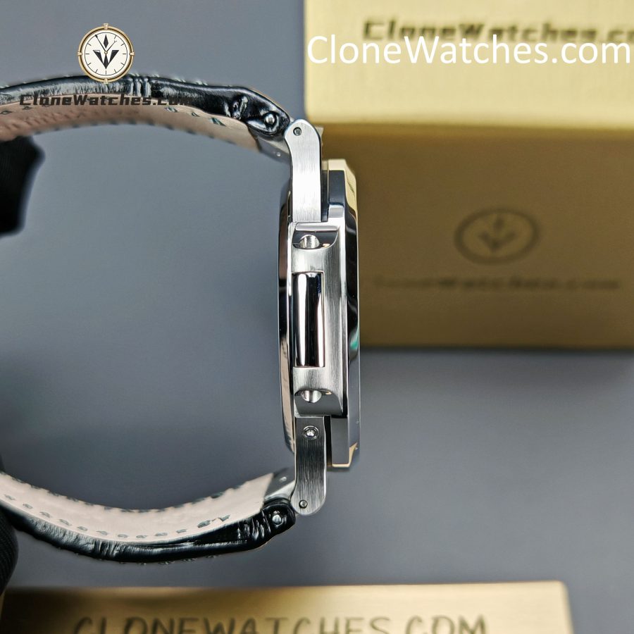 Patek Philippe Super Clone Watches 1:1 Nautilus 5712 Gray Dial Black Leather Strap - Image 8