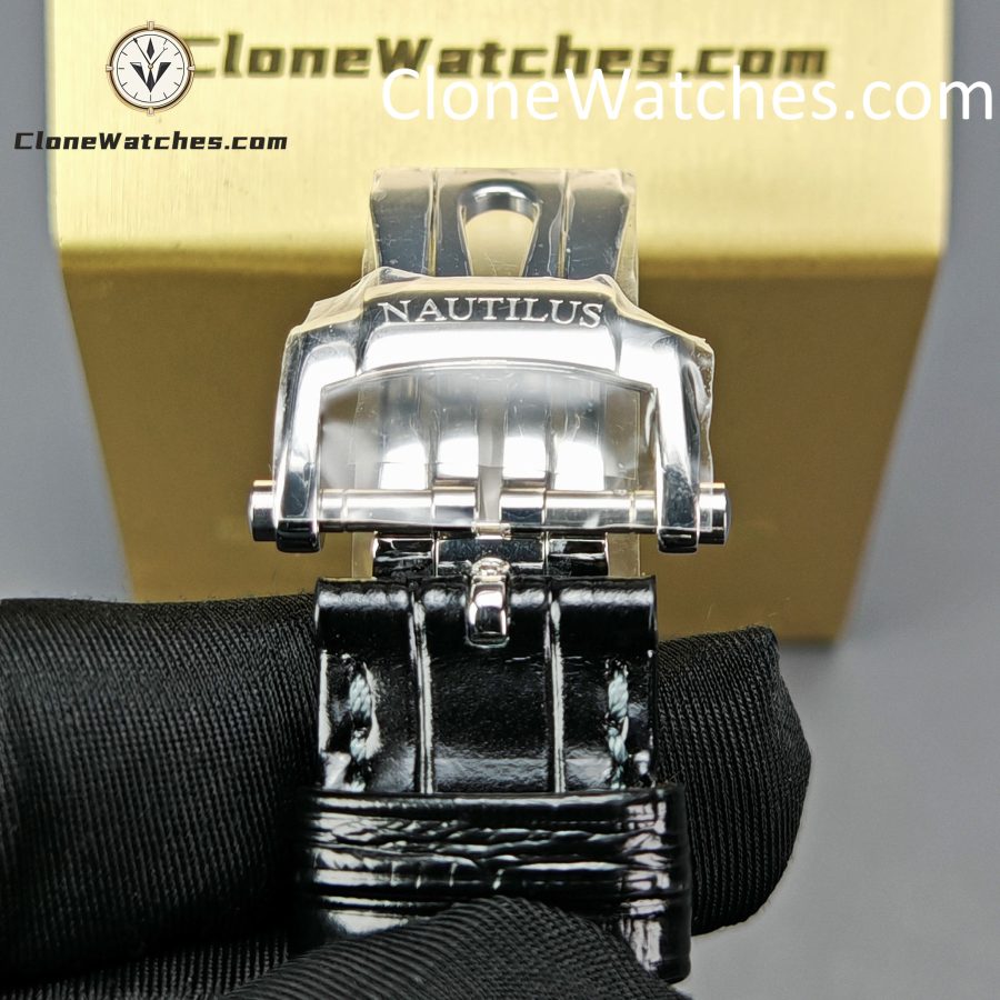 Patek Philippe Super Clone Watches 1:1 Nautilus 5712 Gray Dial Black Leather Strap - Image 9