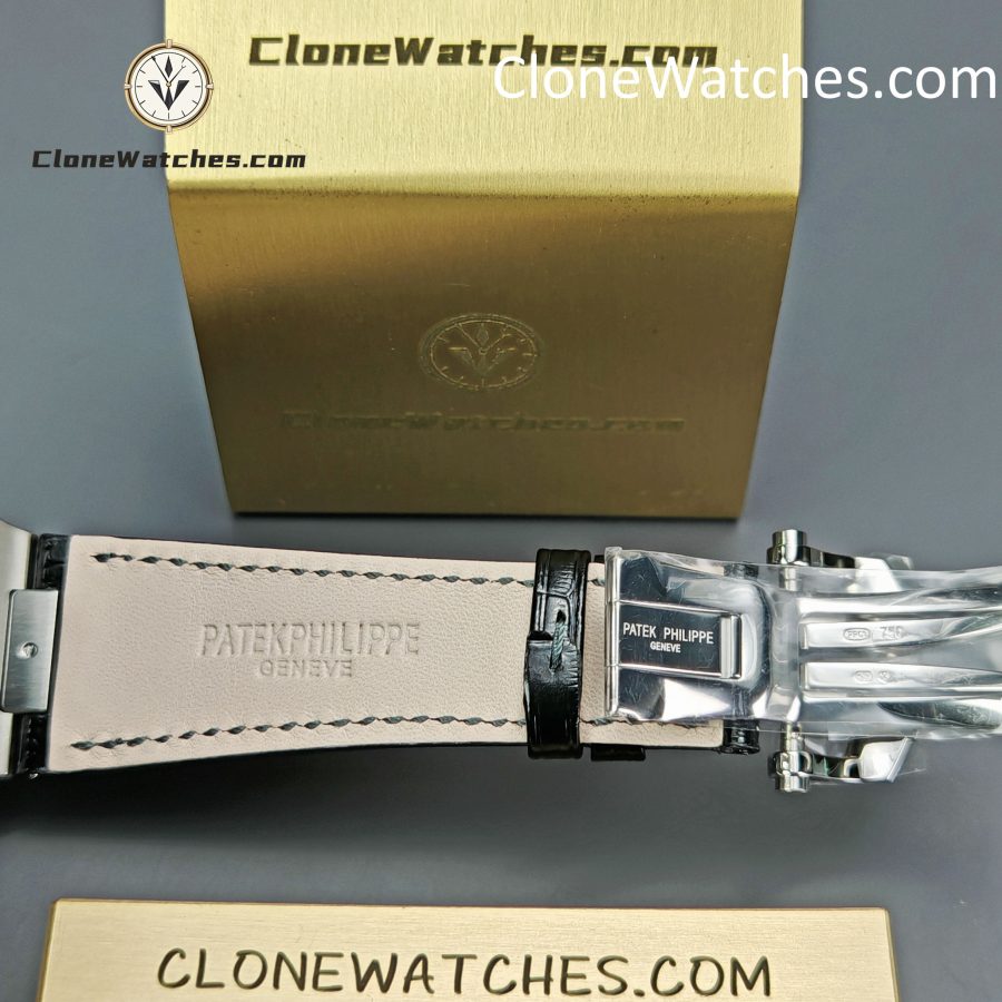 Patek Philippe Super Clone Watches 1:1 Nautilus 5712 Gray Dial Black Leather Strap - Image 10