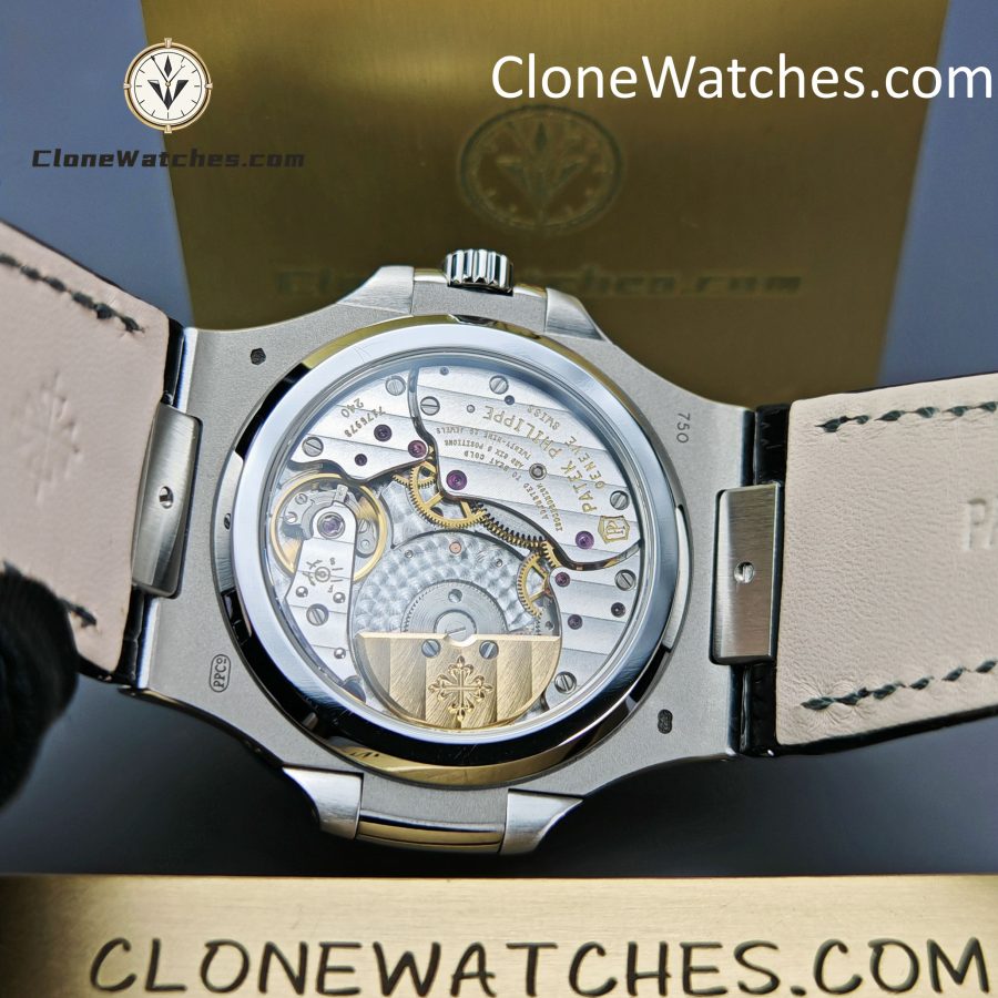 Patek Philippe Super Clone Watches 1:1 Nautilus 5712 Gray Dial Black Leather Strap - Image 12