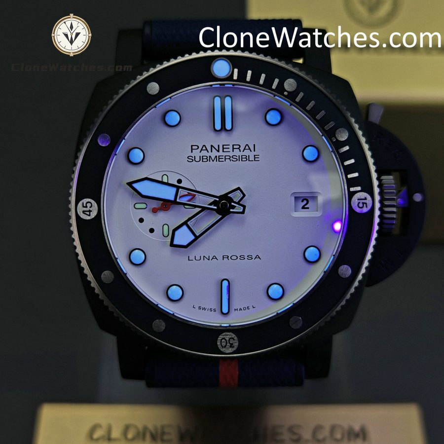 Panerai Super Clone Watches 1:1 Submersible Luna Rossa Ti-Ceramitech PAM01543 White Dial - Image 2