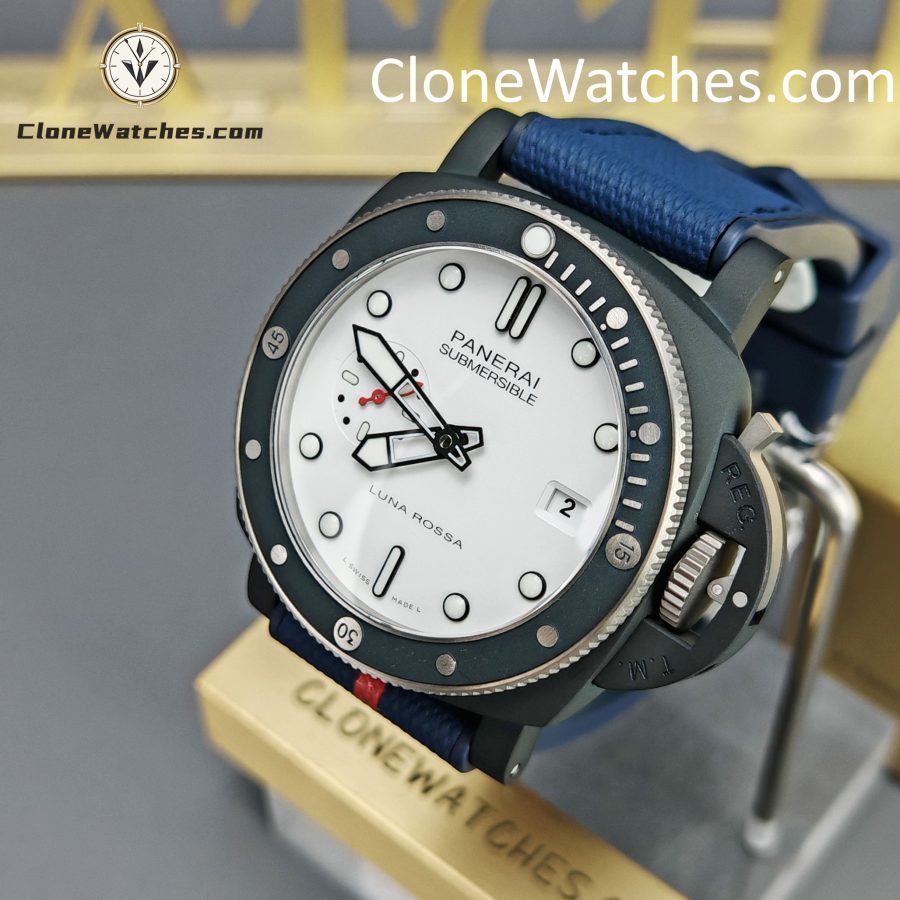 Panerai Super Clone Watches 1:1 Submersible Luna Rossa Ti-Ceramitech PAM01543 White Dial - Image 3