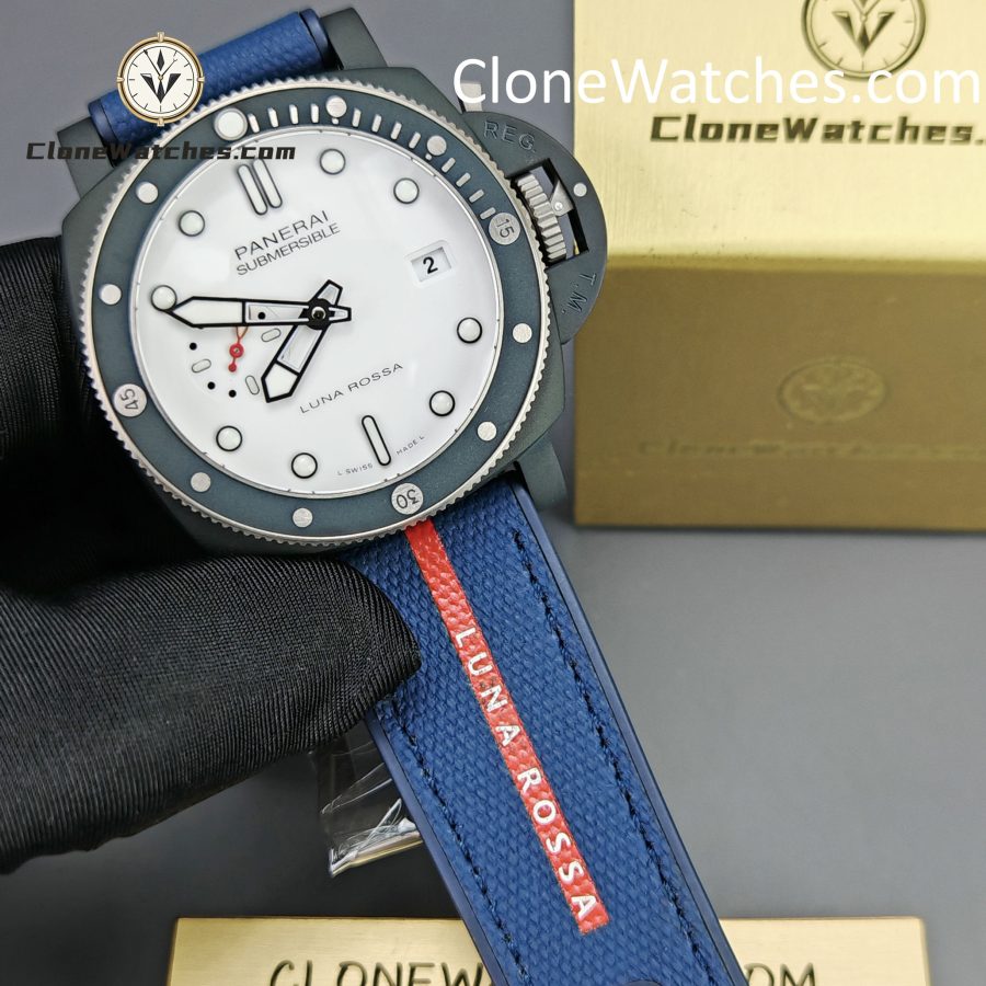 Panerai Super Clone Watches 1:1 Submersible Luna Rossa Ti-Ceramitech PAM01543 White Dial - Image 4