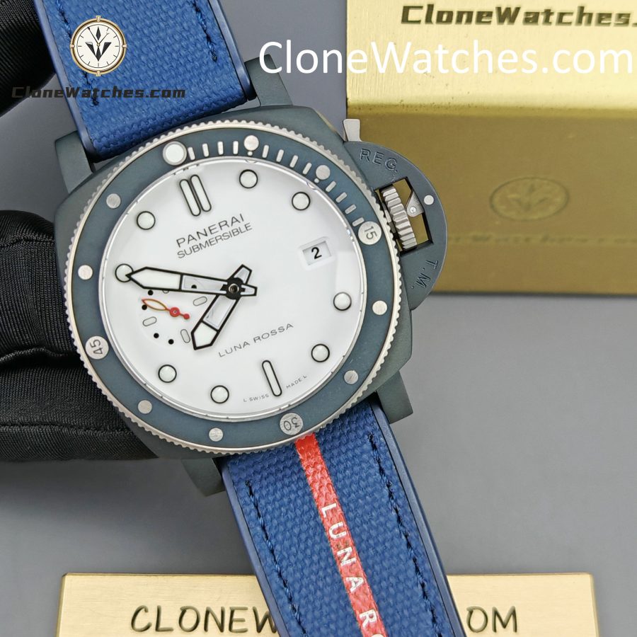 Panerai Super Clone Watches 1:1 Submersible Luna Rossa Ti-Ceramitech PAM01543 White Dial - Image 5