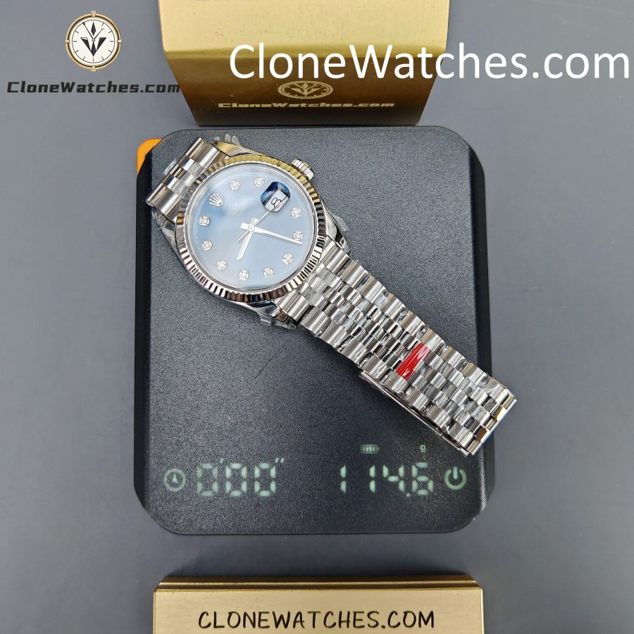 Rolex Super Clone Watches 1:1 DateJust Blue Diamond Dial Jubilee 36MM M126234 – 0037 3235 Movement - Image 15