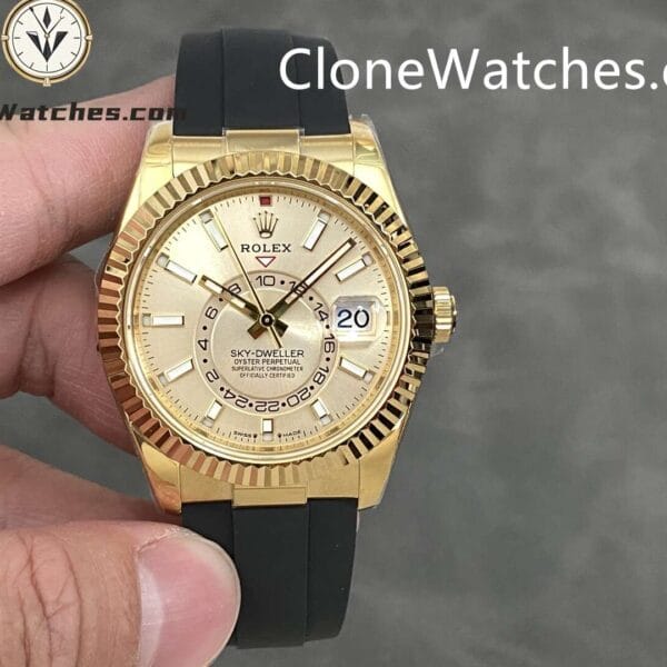 Super Clone Watches – Rolex Sky-Dweller Gold Dial M326238-0007