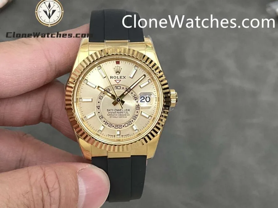 Super Clone Watches – Rolex Sky-Dweller Gold Dial M326238-0007