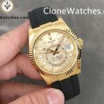 Rolex Super Clone Watch 1:1 Sky Dweller Gold Dial M326238-0007 42MM Rubber Strap - Image 3