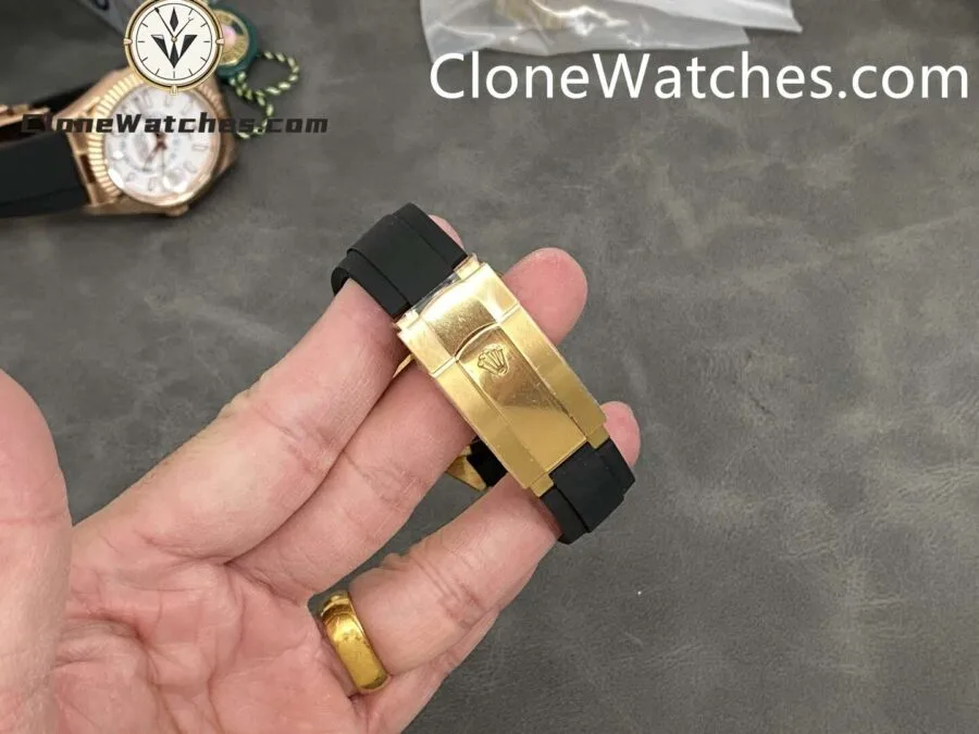 Rolex Super Clone Watch 1:1 Sky Dweller Gold Dial M326238-0007 42MM Rubber Strap - Image 9