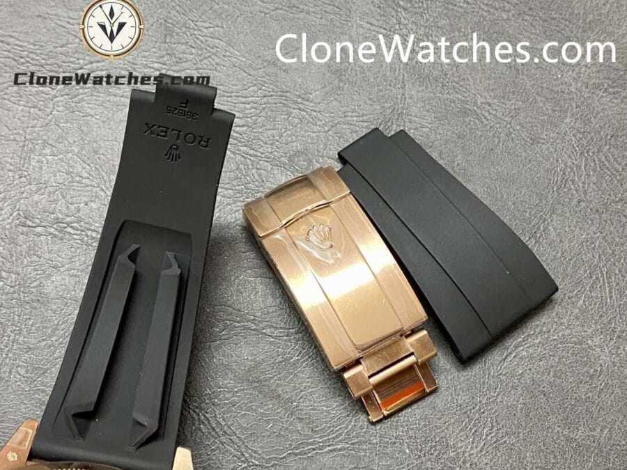 Rolex Super Clone Watch 1:1 Sky Dweller Rose Gold Black Dial m336235-0004 42MM Rubber Strap - Image 8