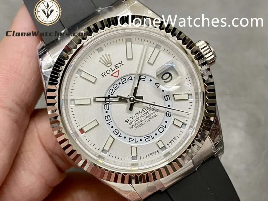 Rolex Super Clone Watch 1:1 Sky Dweller White Dial m336239-0003 42MM Rubber Strap - Image 2