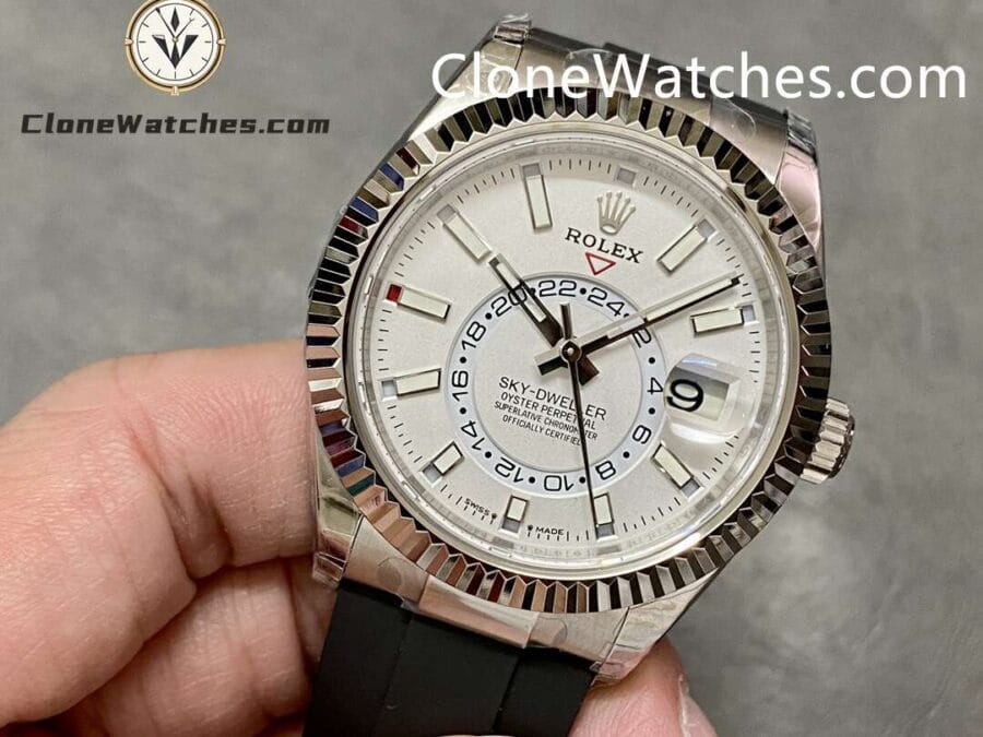 Rolex Super Clone Watch 1:1 Sky Dweller White Dial m336239-0003 42MM Rubber Strap - Image 3