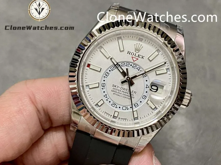 Rolex Super Clone Watch 1:1 Sky Dweller White Dial m336239-0003 42MM Rubber Strap - Image 3