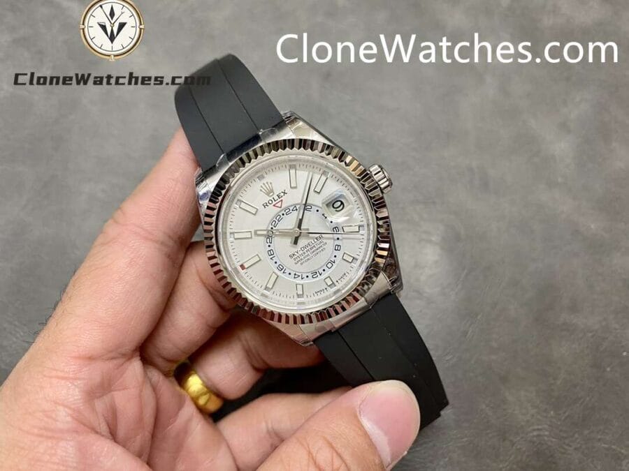 Rolex Super Clone Watch 1:1 Sky Dweller White Dial m336239-0003 42MM Rubber Strap - Image 4