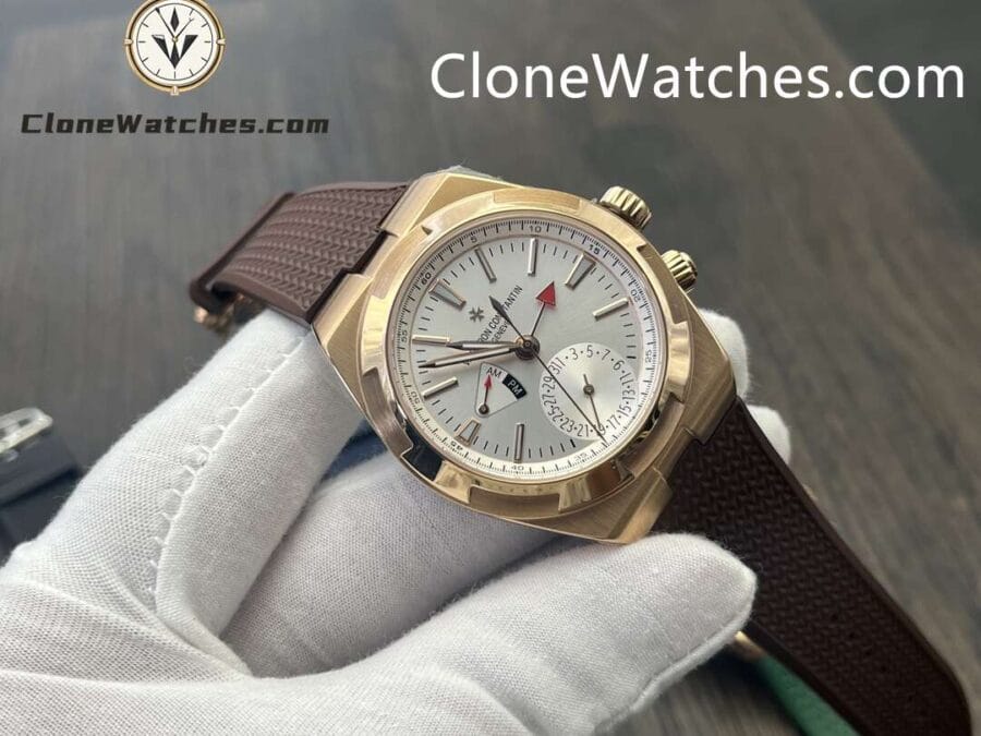 Vacheron Constantin Super Clone Watches 1:1 Overseas Dual Time 7920V/000R-B336 Rose Gold Silver Dial - Image 2