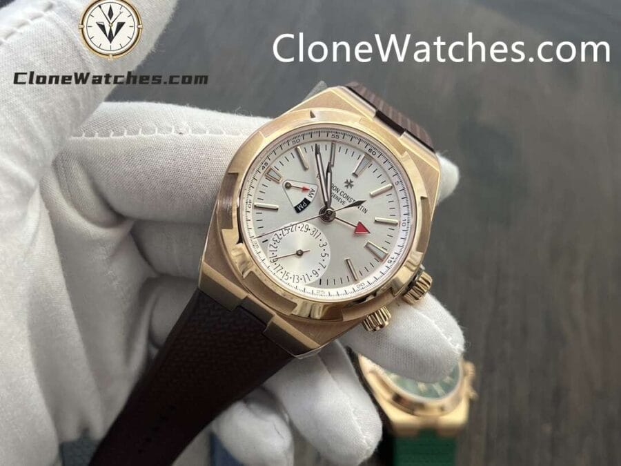 Vacheron Constantin Super Clone Watches 1:1 Overseas Dual Time 7920V/000R-B336 Rose Gold Silver Dial - Image 3